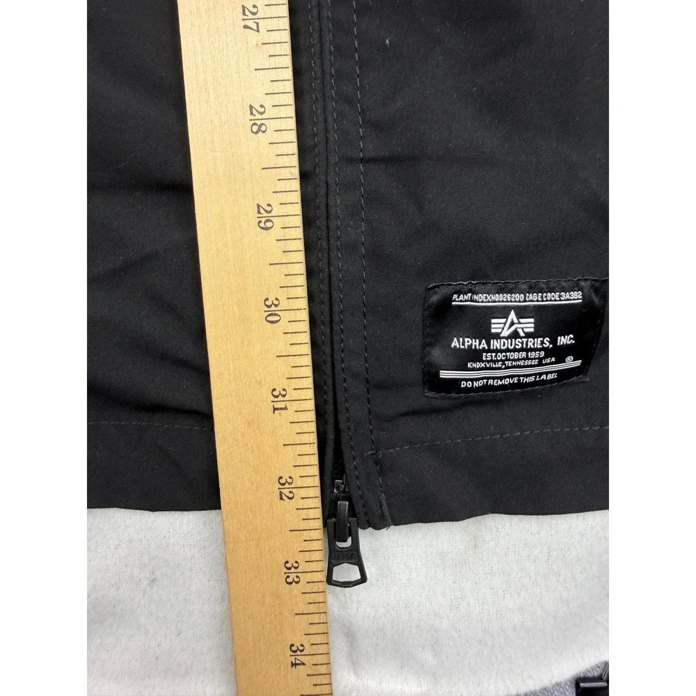 Alpha Industries Mens Full Zip Nylon Cargo Tactical Field Shirt Jacket Black 2XL